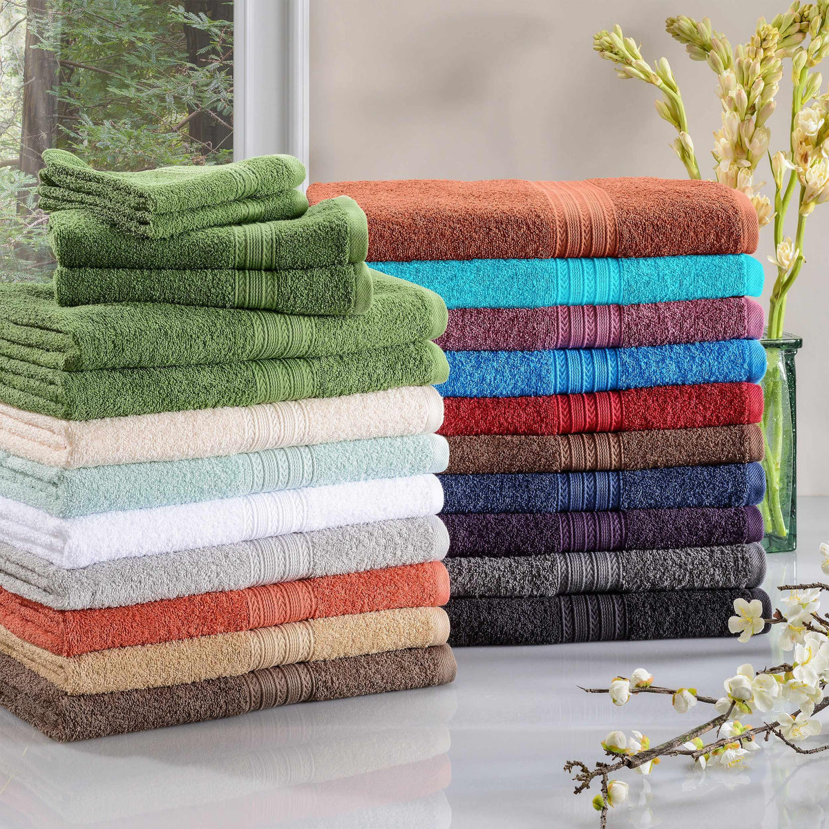 Superior Egyptian Cotton Plush Absorbent Luxury Soft 9-Piece Towel Set Turquoise / 9 Piece Towel Set