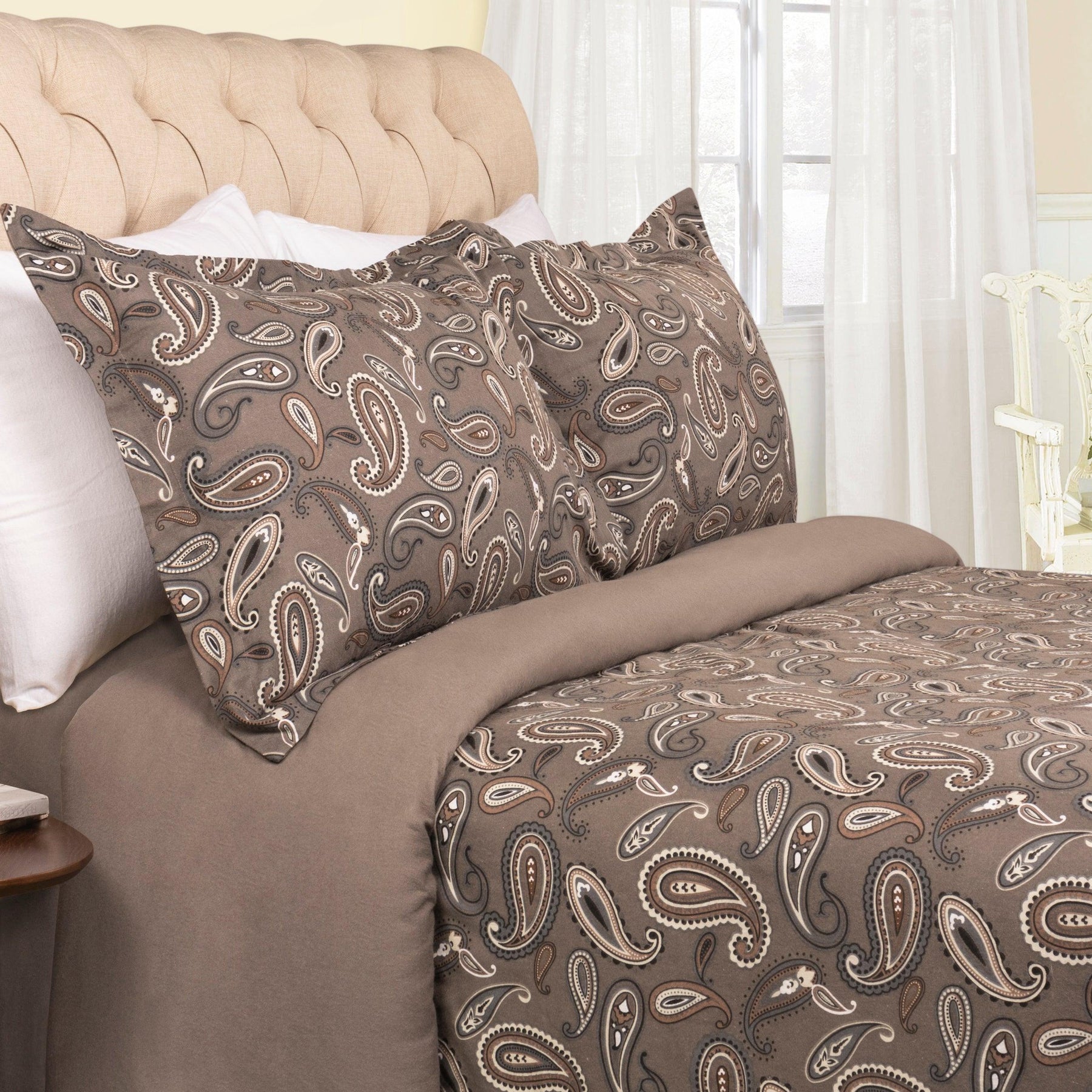 100% Cotton Flannel Paisley Luxury Duvet Cover Set - Duvet Cover Set by Superior