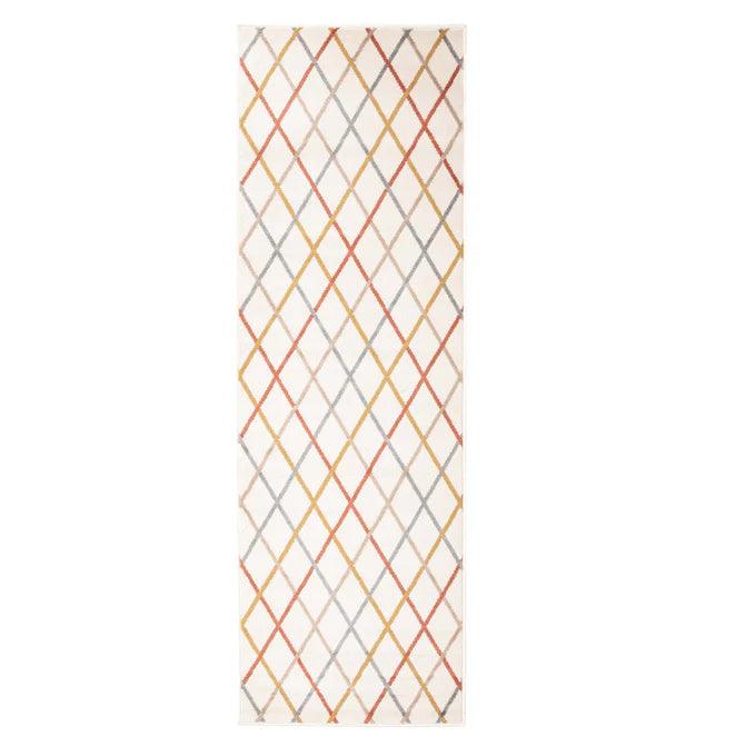 Ellis Diamond Trellis Indoor Area Rugs Or Runner Rug - Bone