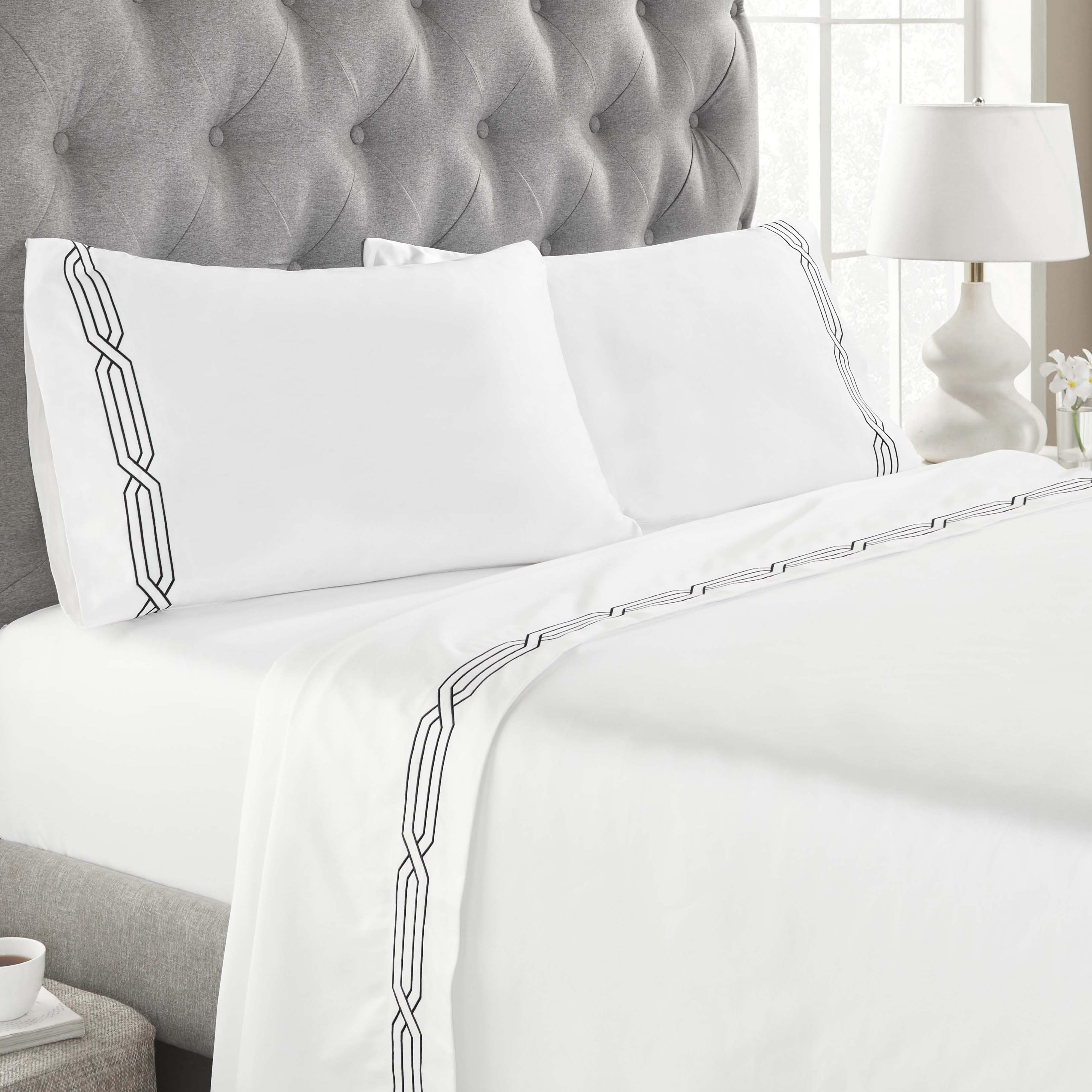 1200 Thread Count Egyptian Cotton Embroidered Geometric Bed Sheet Set - Sheet Set by Superior