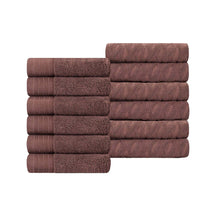 Turkish Cotton Jacquard Herringbone and Solid 12 Piece Face Towel Set - Face Towel by Superior - Superior 