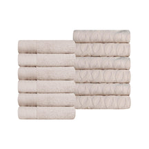 Turkish Cotton Jacquard Herringbone and Solid 12 Piece Face Towel Set - Face Towel by Superior - Superior 