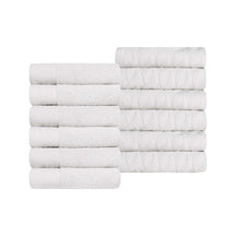 Turkish Cotton Jacquard Herringbone and Solid 12 Piece Face Towel Set - Face Towel by Superior - Superior 