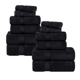 Zero Twist Cotton Ultra-Soft Absorbent Assorted 12 Piece Towel Set - Towel Set by Superior