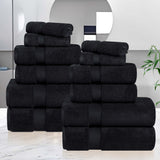 Zero Twist Cotton Ultra-Soft Absorbent Assorted 12 Piece Towel Set - Towel Set by Superior