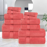 Zero Twist Cotton Ultra-Soft Absorbent Assorted 12 Piece Towel Set - Towel Set by Superior