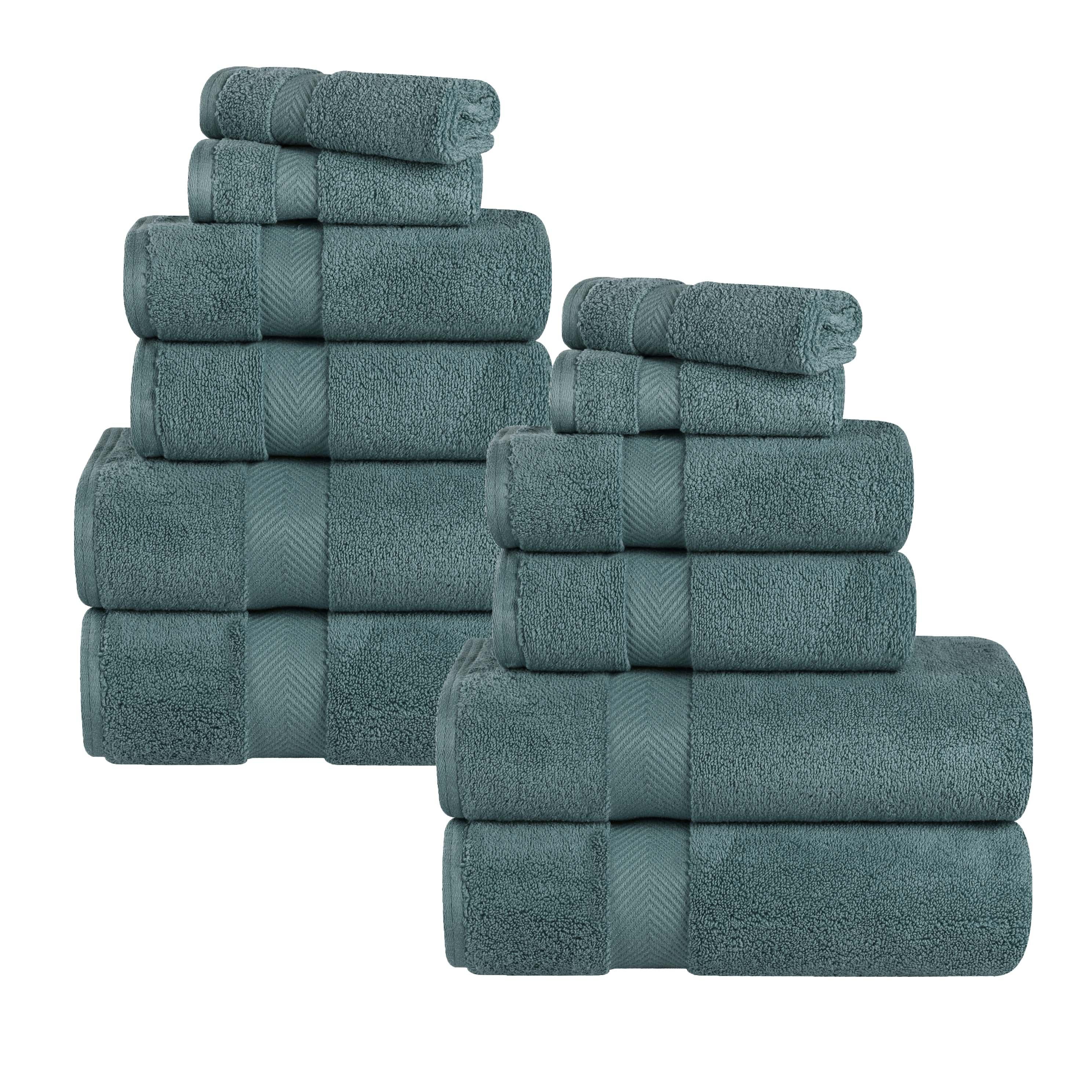 Zero Twist Cotton Ultra-Soft Absorbent Assorted 12 Piece Towel Set - Towel Set by Superior