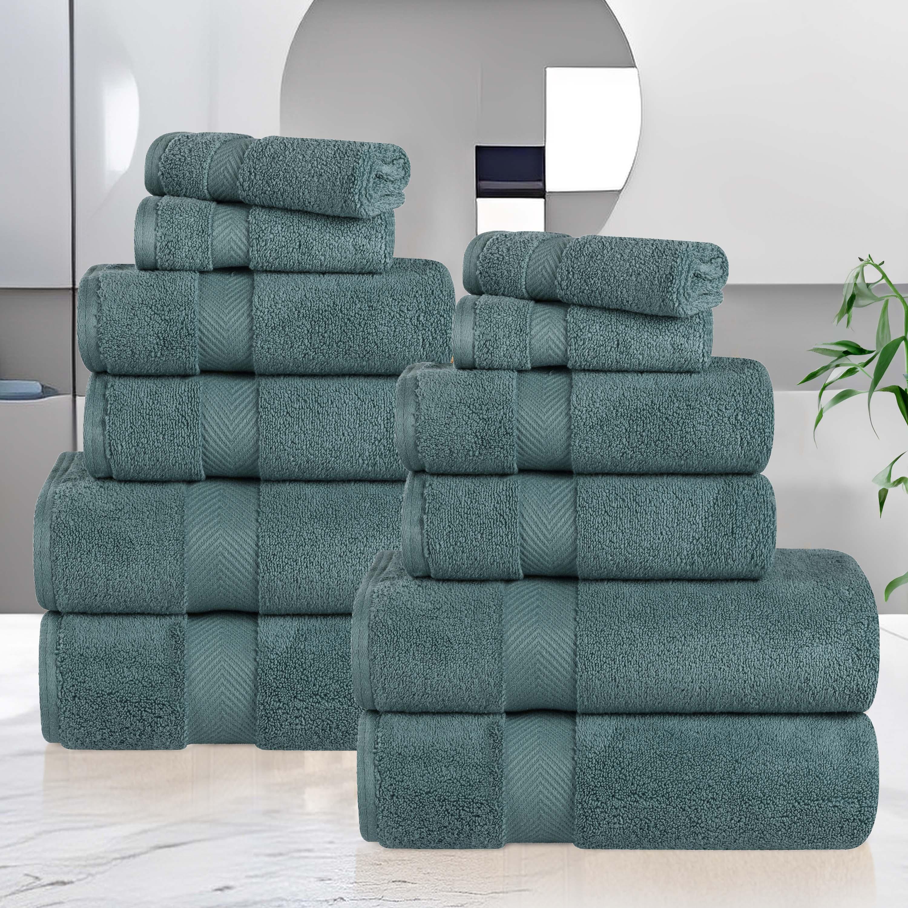 Zero Twist Cotton Ultra-Soft Absorbent Assorted 12 Piece Towel Set - Towel Set by Superior