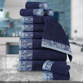 Wisteria Cotton Floral Jacquard 12 Piece Towel Set - Towel Set by Superior - Superior 