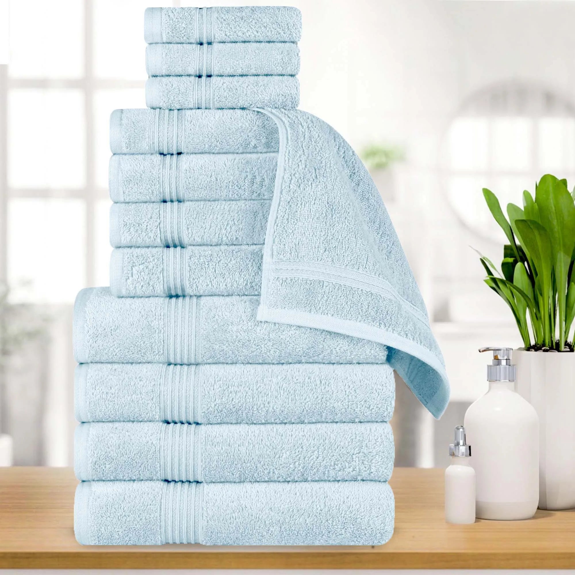 Heritage Egyptian Cotton Plush Absorbent Luxury 12 Piece Towel Set