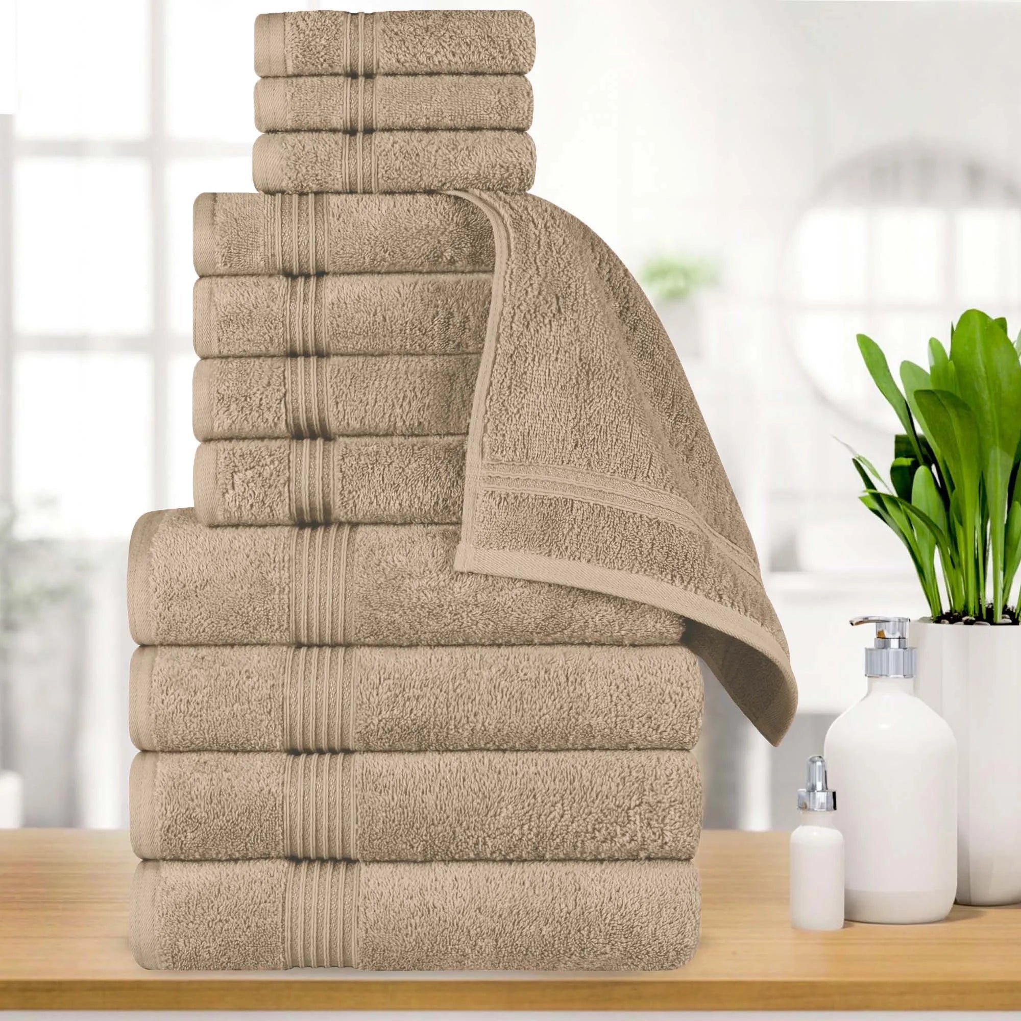 Heritage Egyptian Cotton Plush Absorbent Luxury 12 Piece Towel Set