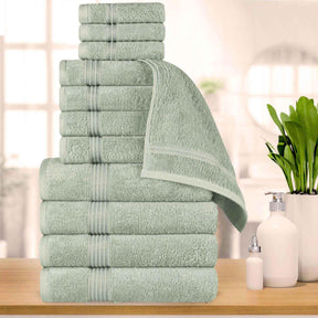 Egyptian Cotton Highly Absorbent Solid 12 Piece Ultra Soft Towel Set - Sage