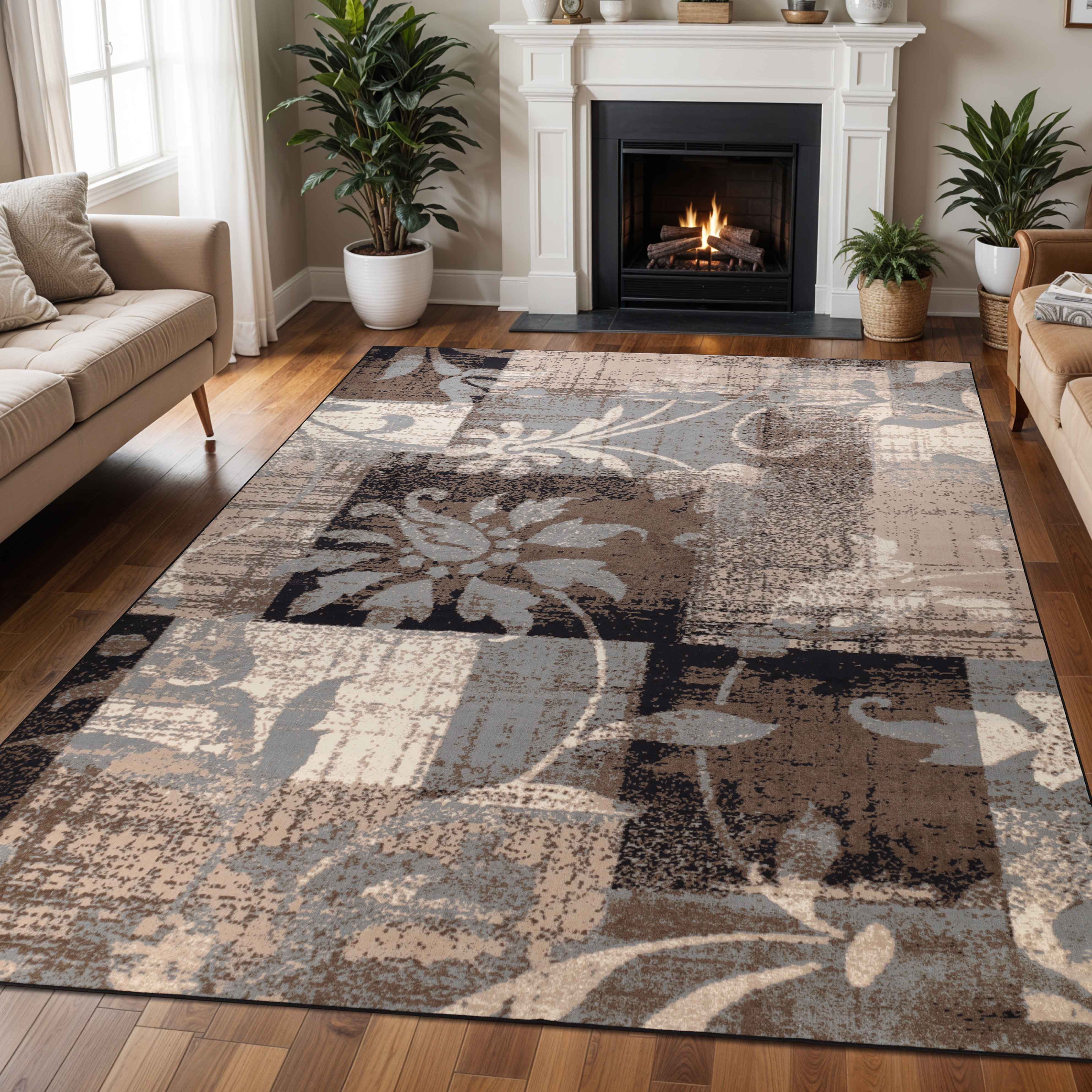 Pastiche Contemporary Floral Patchwork Indoor Area Rug or Runner - Rugs by Superior