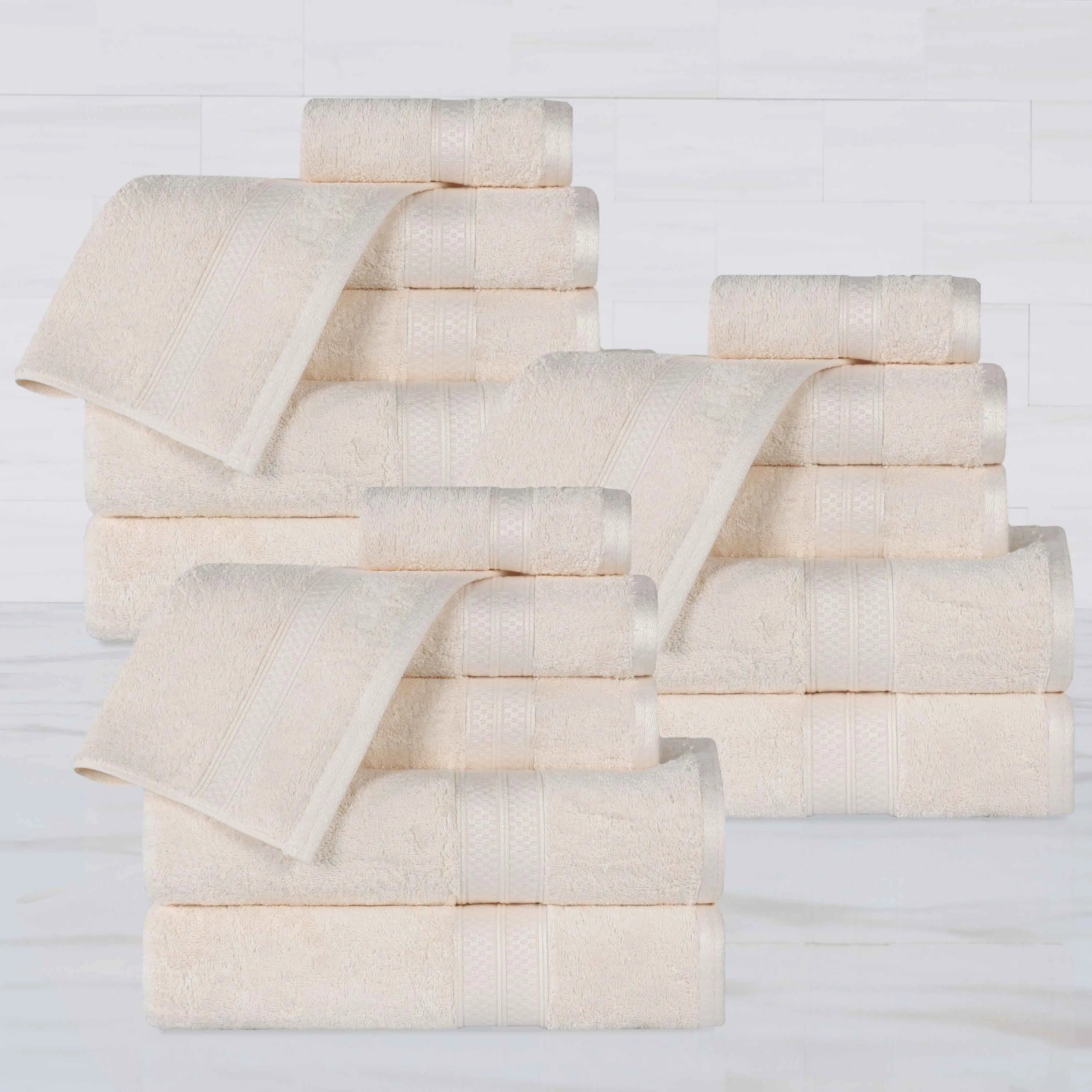 Rayon from Bamboo Cotton Blend Luxury Assorted 18 Piece Towel Set