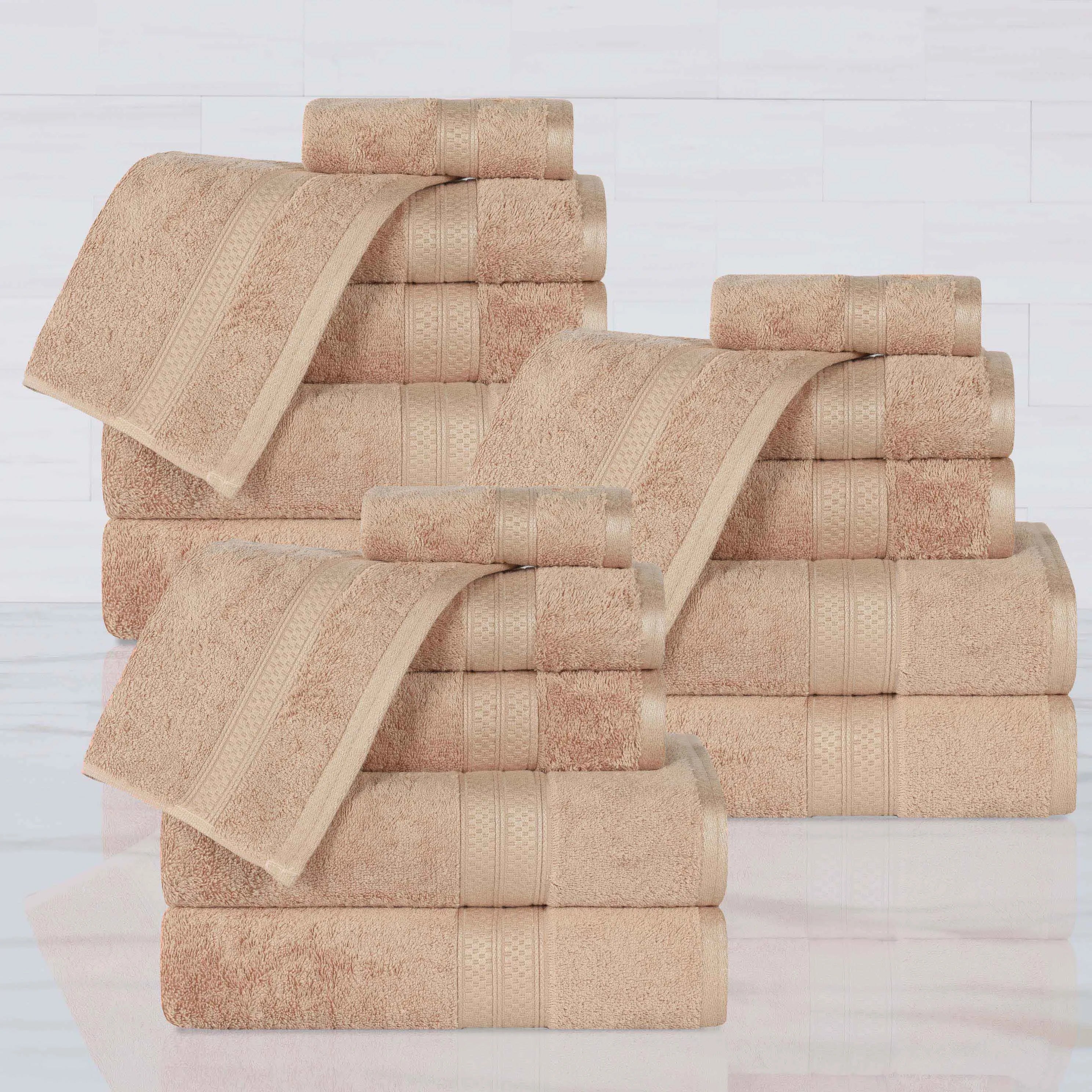 Rayon from Bamboo Cotton Blend Luxury Assorted 18 Piece Towel Set