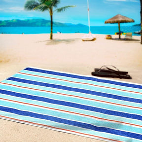 Ocean Stripe Oversized Cotton 2 Piece Beach Towel Set - Beach Towel by Superior - Superior 