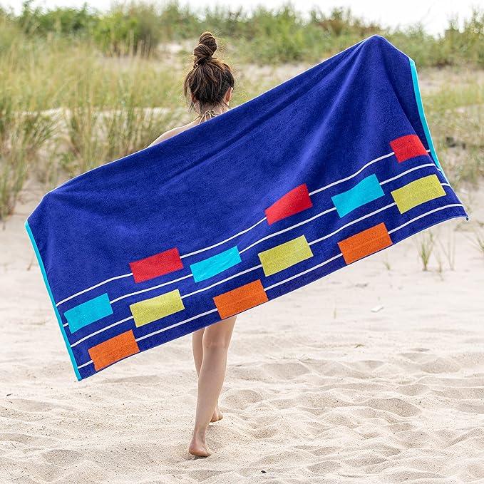 Neon Tiles Oversized 2 Piece Beach Towel Set - Beach Towel by Superior - Superior 