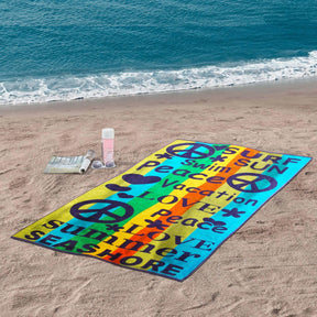 Peace Love Oversized Cotton 2 Piece Beach Towel Set - Beach Towel by Superior - Superior 