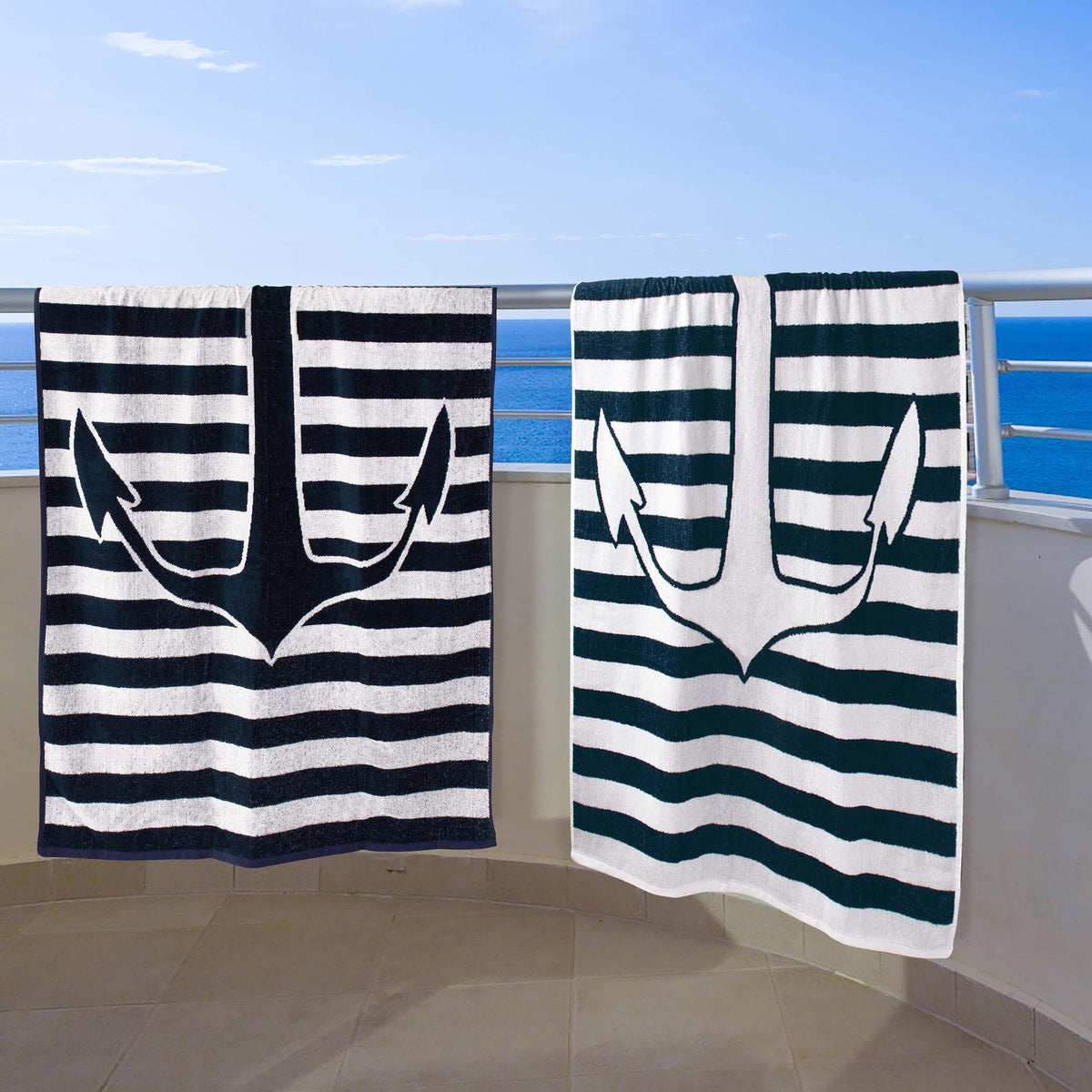 Yacht Club Egyptian Cotton Oversized 4 Piece Beach Towel Set - Beach Towel by Superior - Superior 