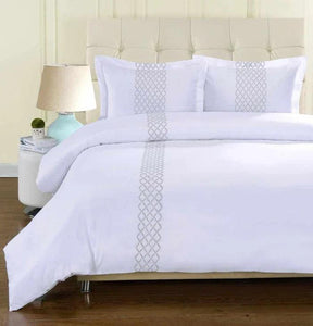 Hanna Embroidered Wrinkle Resistant Duvet Cover Set - White