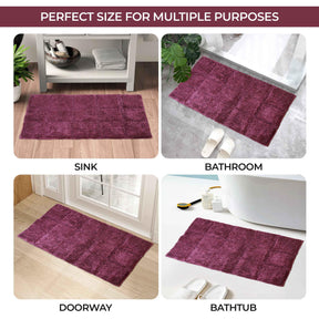 2 Piece Cotton Checkered Solid Non Slip Bath Rug Set - Bath Rugs by Superior