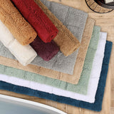 2 Piece Cotton Checkered Solid Non Slip Bath Rug Set - Bath Rugs by Superior