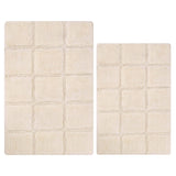 2 Piece Cotton Checkered Solid Non Slip Bath Rug Set - Bath Rugs by Superior