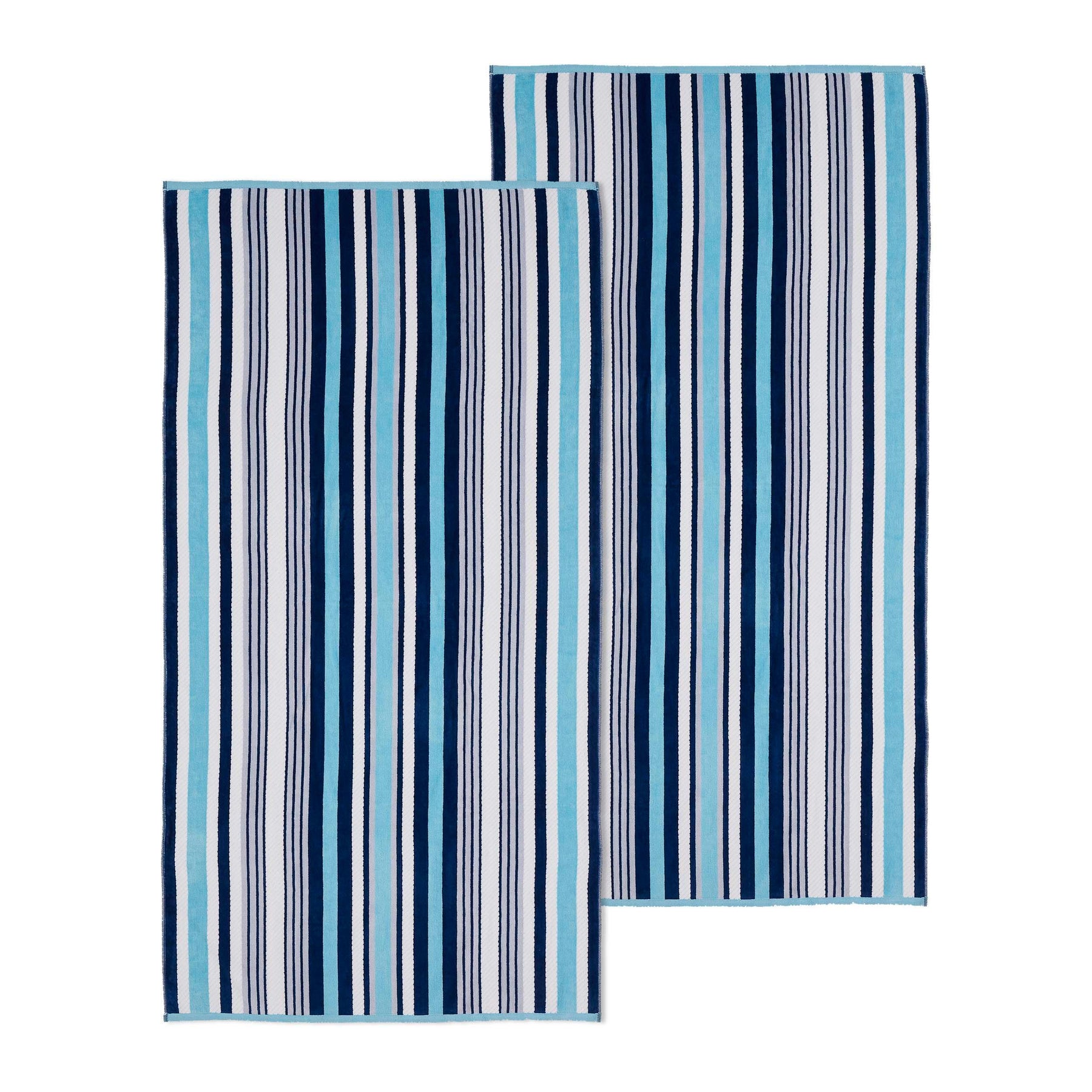 2 Piece Rope Textured Striped Oversized Cotton Beach Towel Set - Beach Towel by Superior