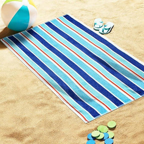 Ocean Stripe Oversized Cotton 4 Piece Beach Towel Set - Beach Towel by Superior - Superior 