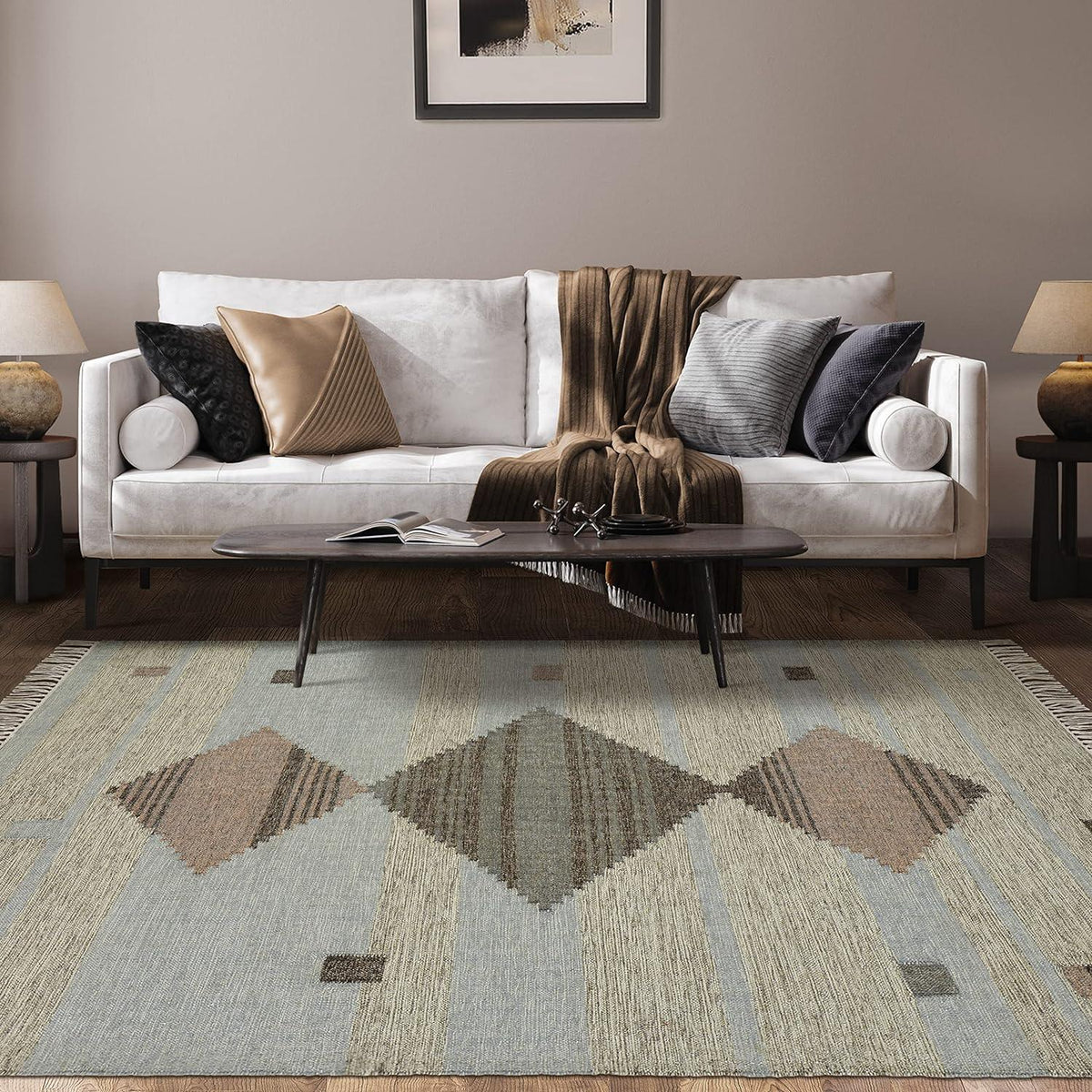 Sayah Eco-Friendly Geometric Handwoven Wool and Cotton Indoor Area Rug - by Superior - Superior 