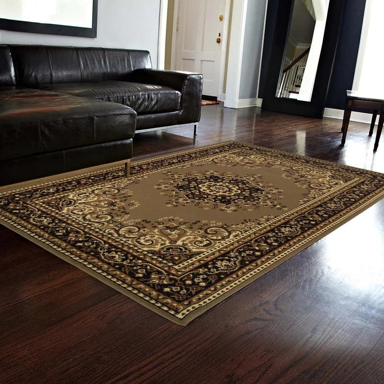 Leopold Formal Medallion Indoor Area Rug Or Runner Rug - Gold