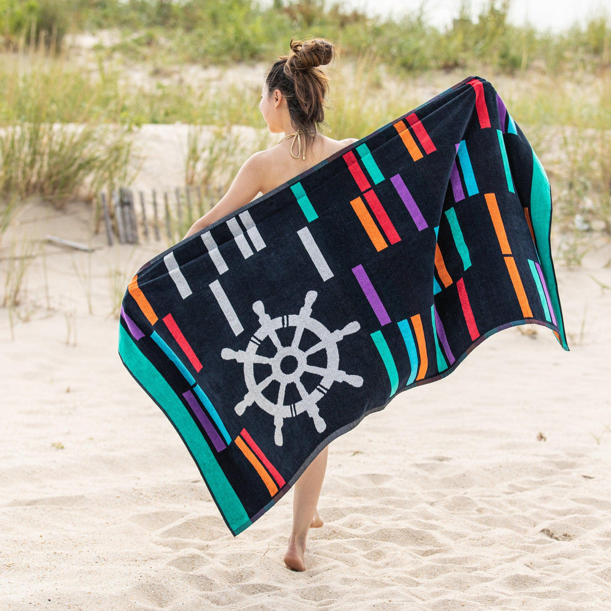 Retro Spin Wheel Oversized 4 Piece Beach Towel Set - Beach Towel by Superior - Superior 