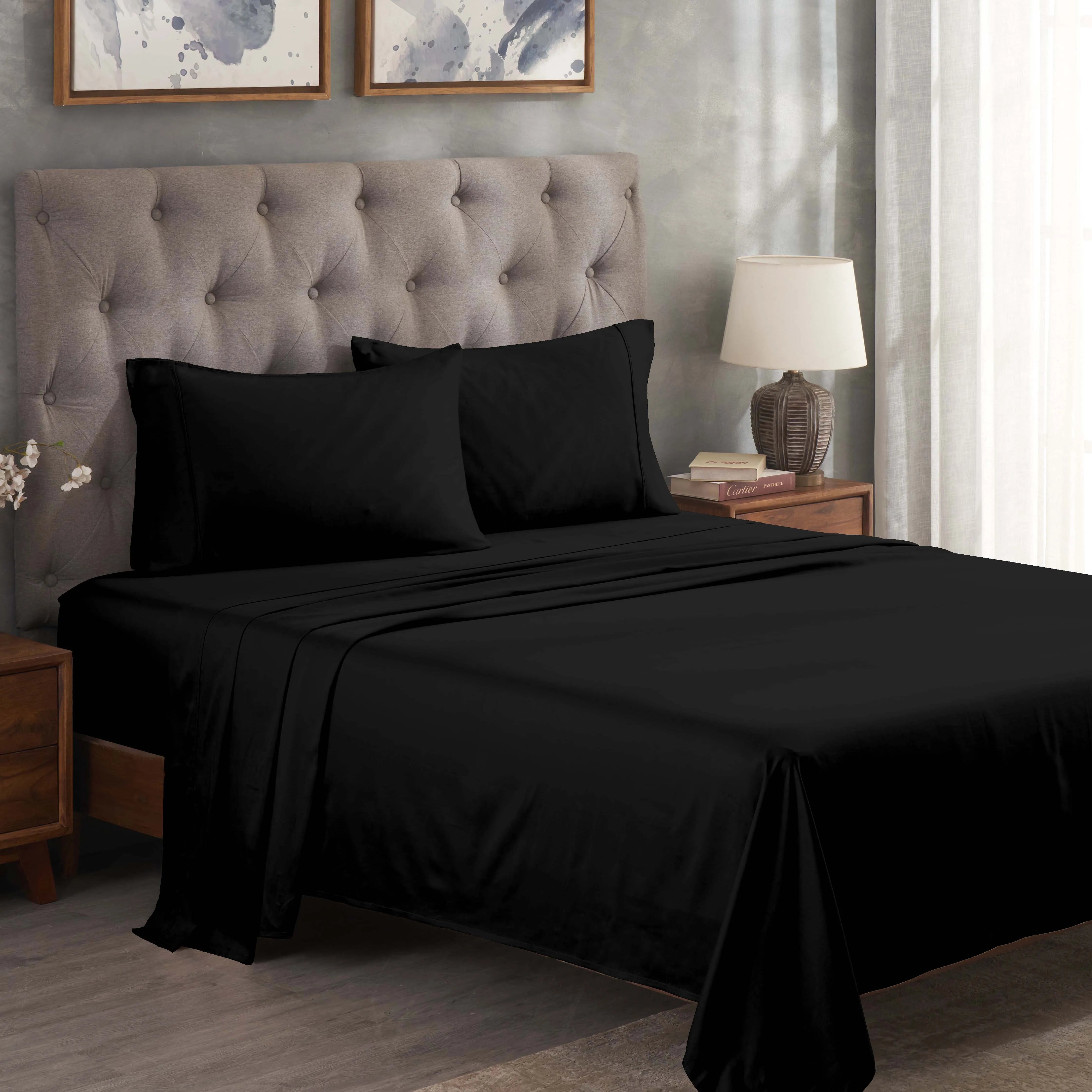 Egyptian Cotton 300 Thread Count Solid Deep Pocket Bed Sheet Set