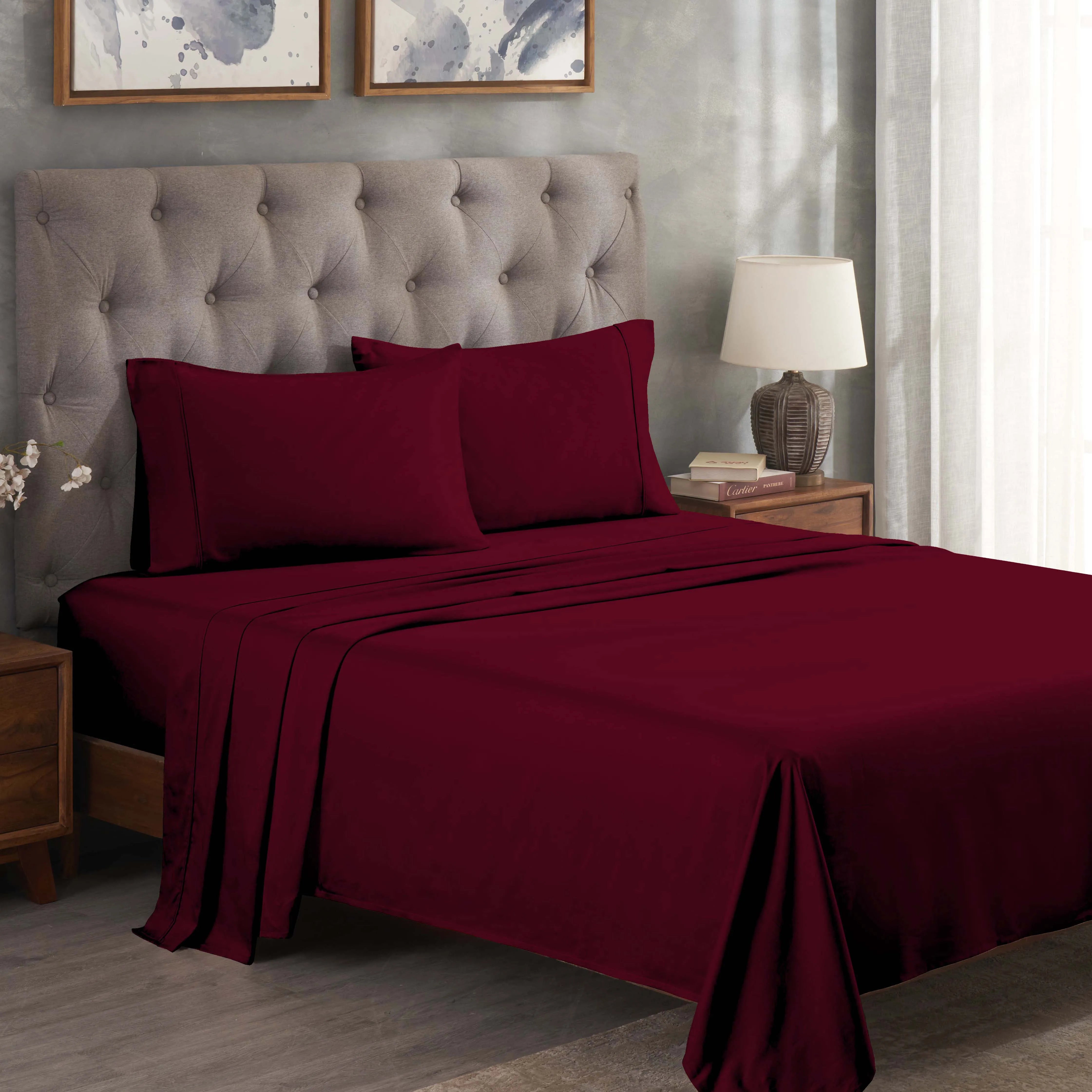 Egyptian Cotton 300 Thread Count Solid Deep Pocket Bed Sheet Set