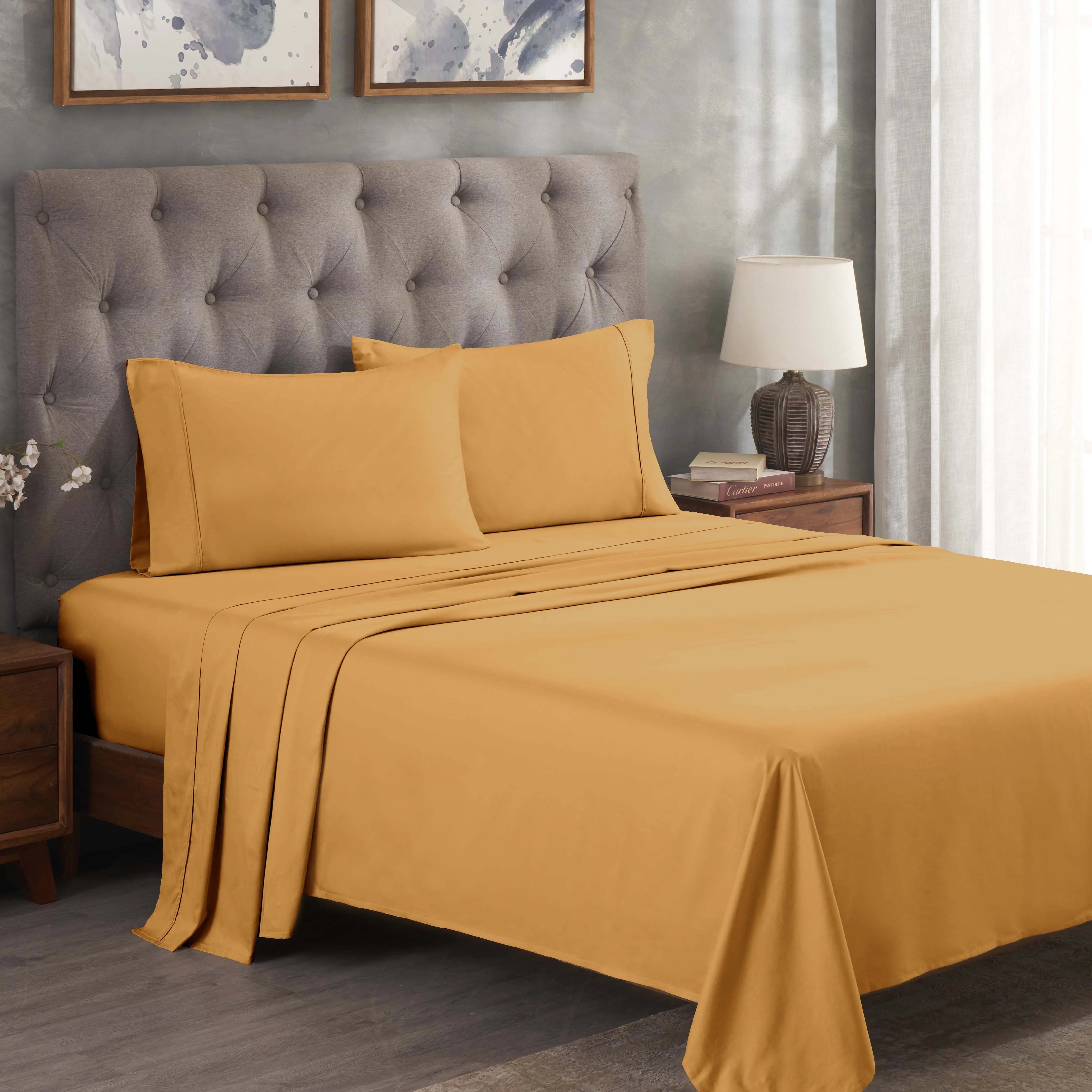 Egyptian Cotton 300 Thread Count Solid Deep Pocket Bed Sheet Set