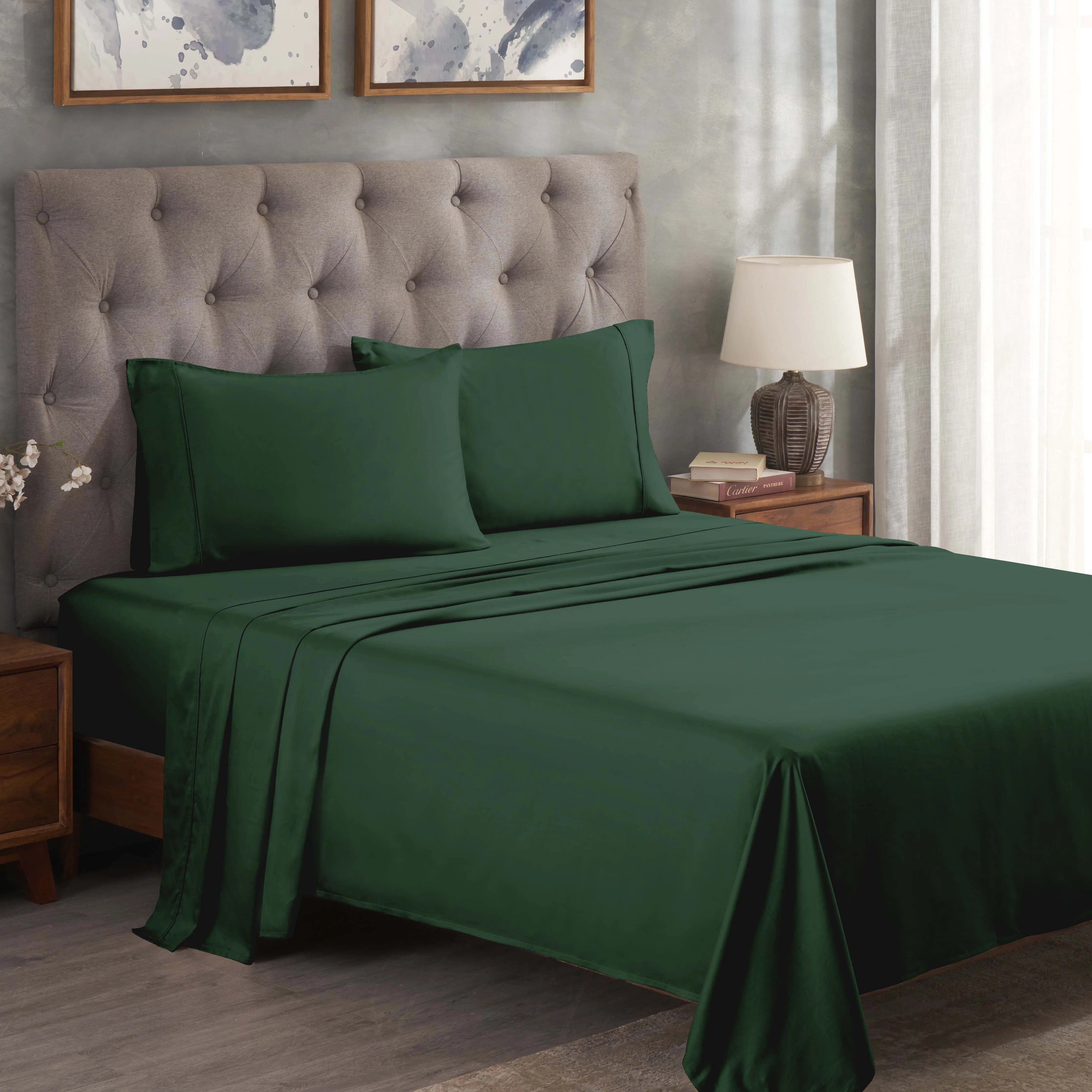 Egyptian Cotton 300 Thread Count Solid Deep Pocket Bed Sheet Set