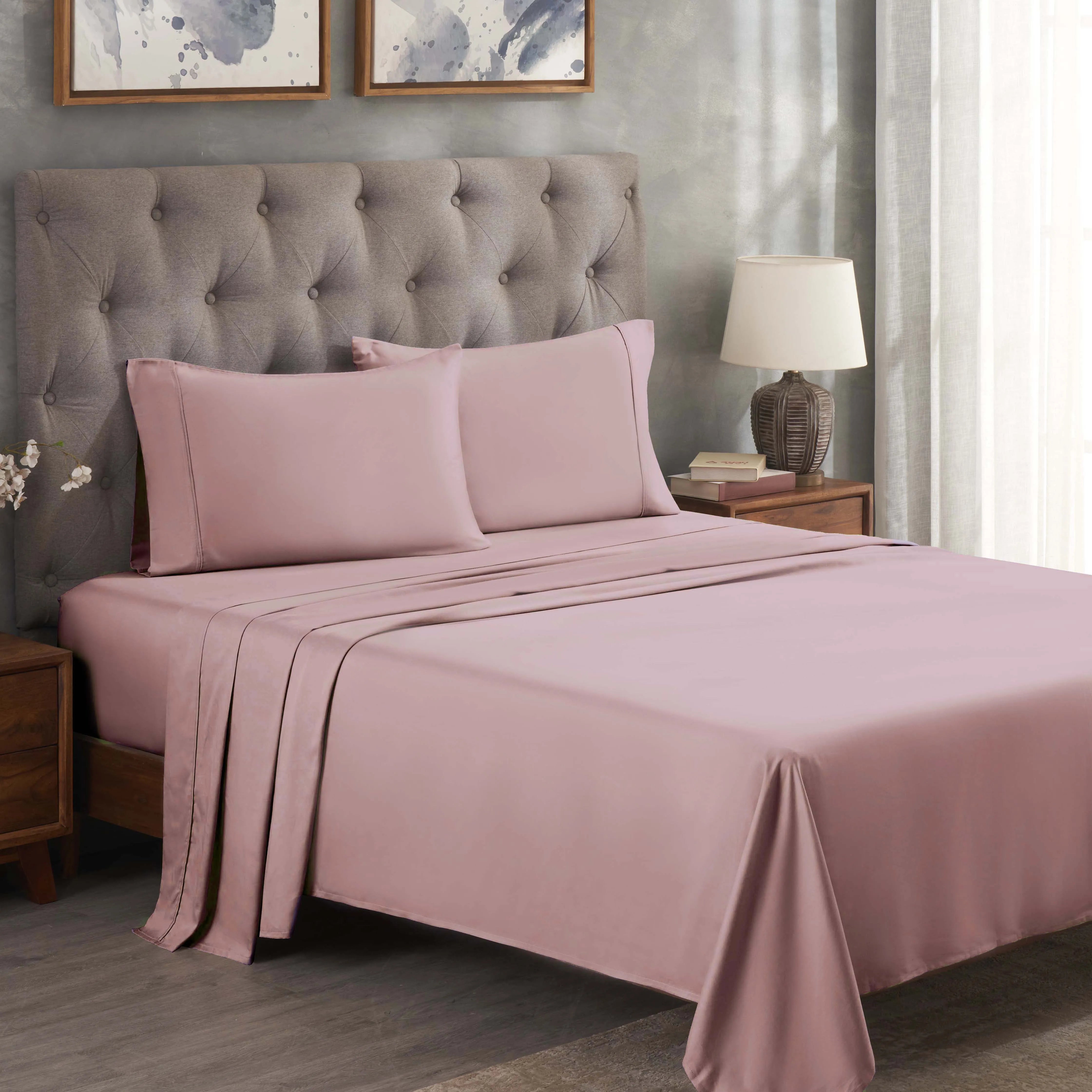 Egyptian Cotton 300 Thread Count Solid Deep Pocket Bed Sheet Set