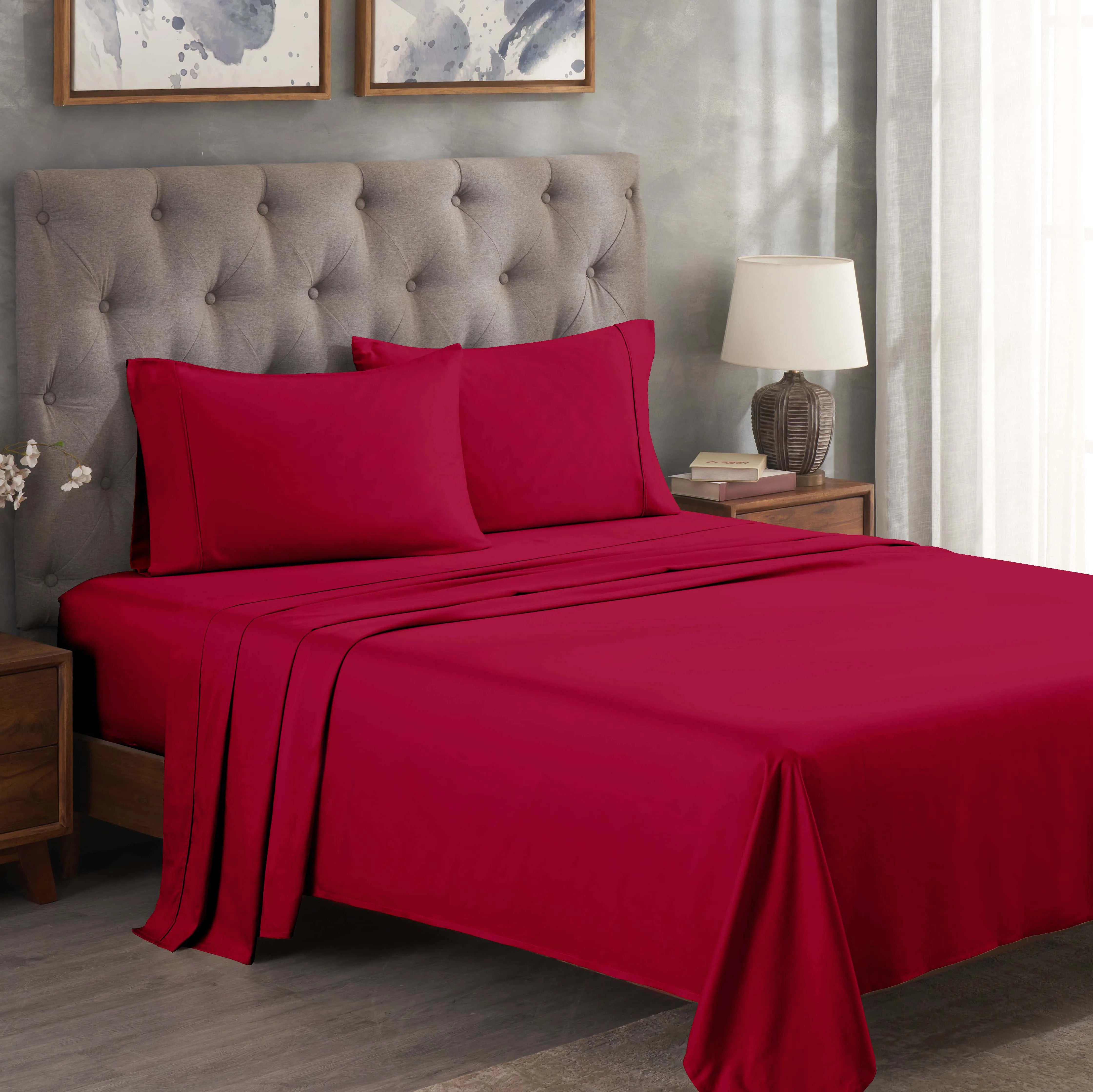 Egyptian Cotton 300 Thread Count Solid Deep Pocket Bed Sheet Set