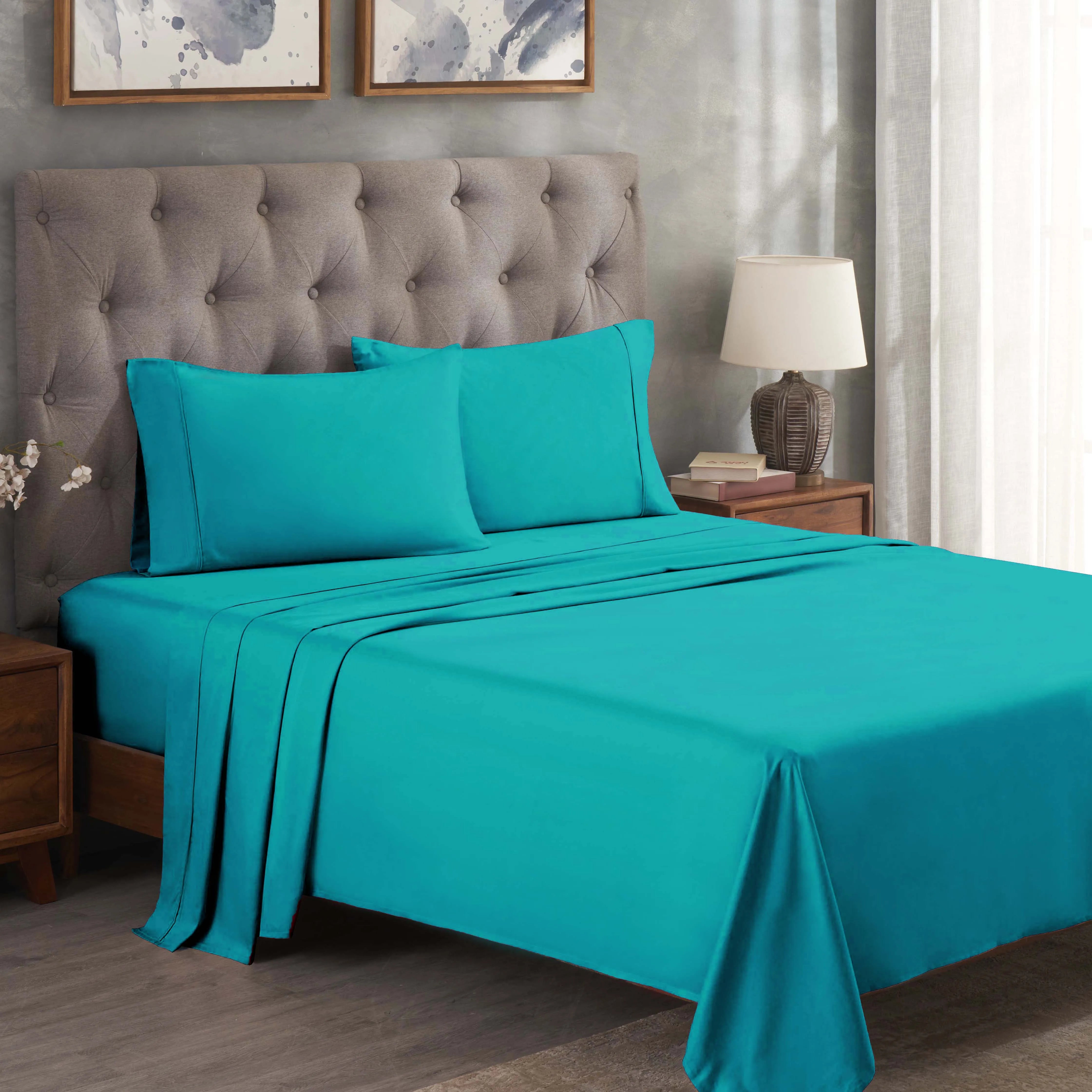 Egyptian Cotton 300 Thread Count Solid Deep Pocket Bed Sheet Set