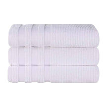 Zero Twist Cotton Ribbed Geometric Border Plush Bath Towel Set of 3 - Bath Towel by Superior - Superior 