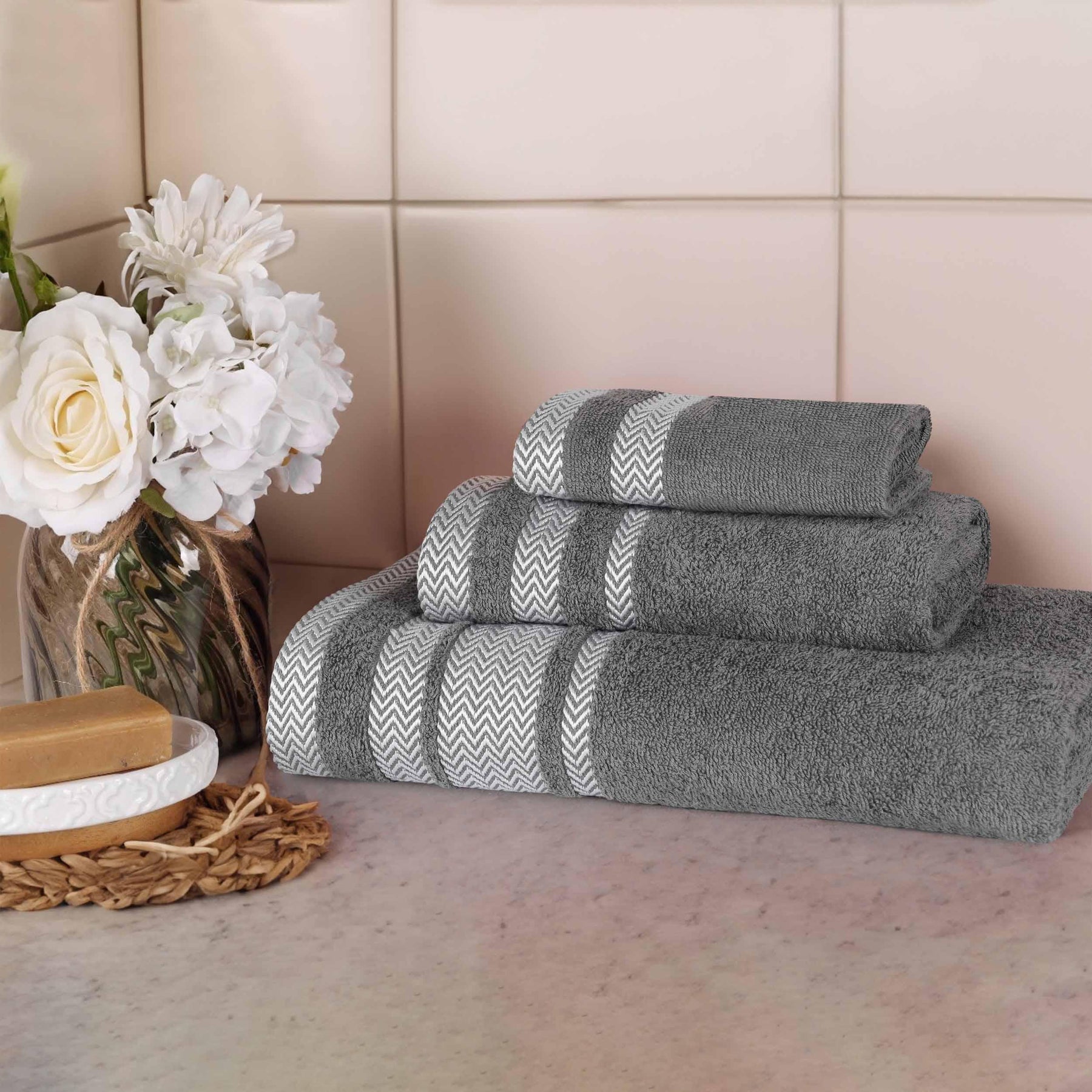 Hays Cotton Medium Weight 3 Piece Assorted Bathroom Towel Set - Towel Set by Superior - Superior 