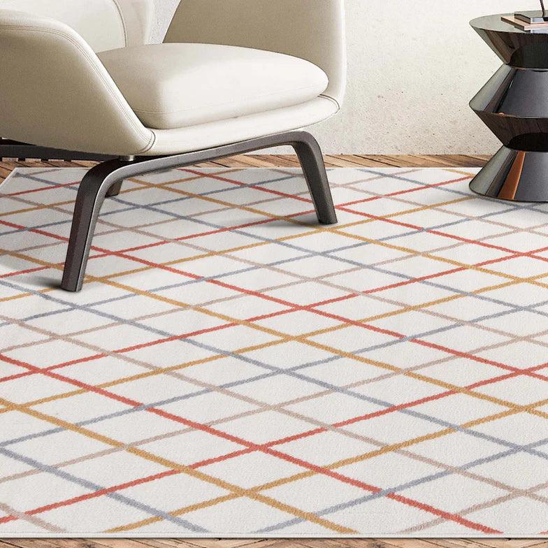 Ellis Diamond Trellis Indoor Area Rugs Or Runner Rug - Bone