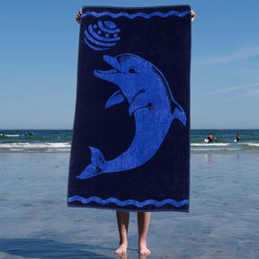 Play Dolphin Oversized Cotton 4 Piece Beach Towel Set - Beach Towel by Superior - Superior 