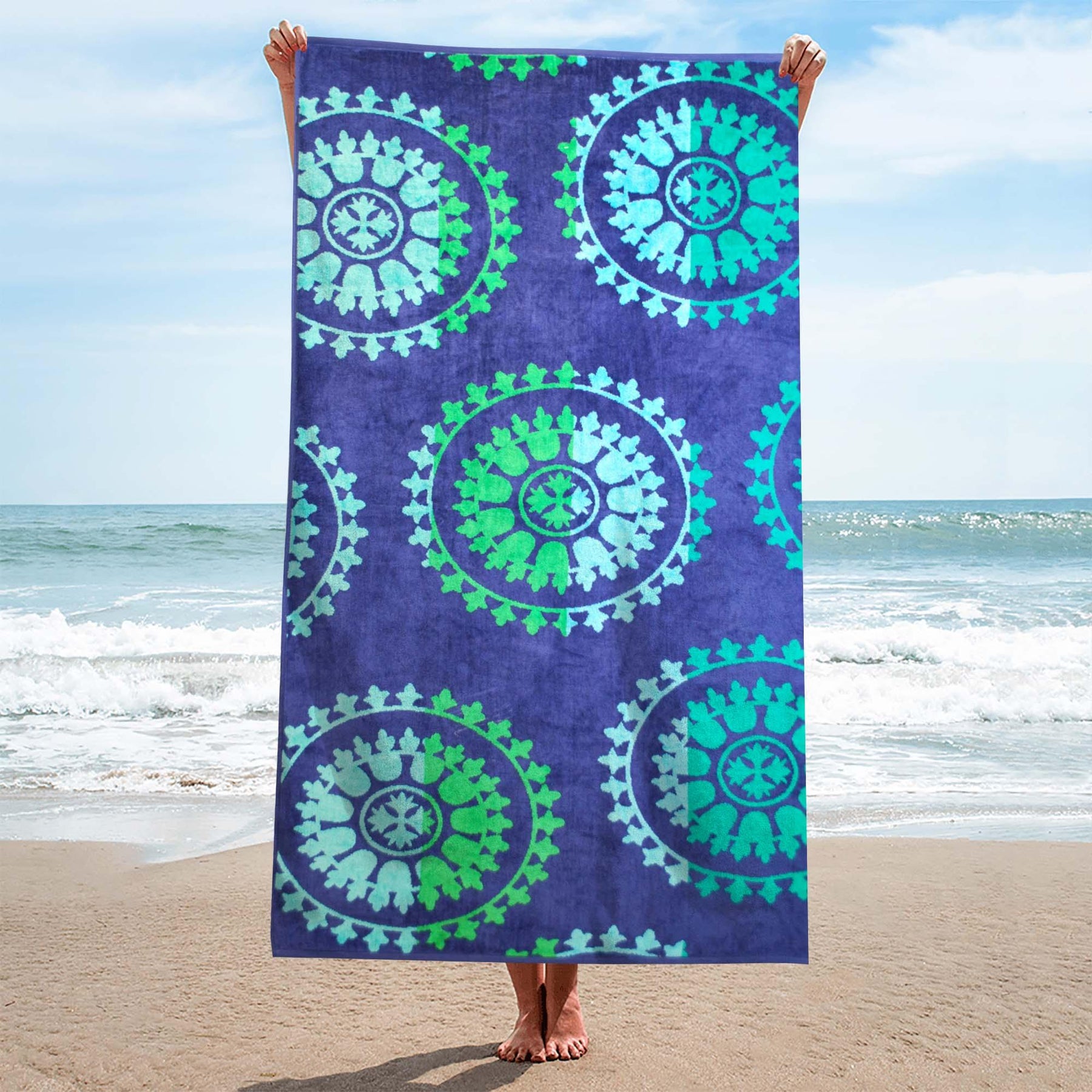 Spinning Wheels Oversized Cotton 4 Piece Beach Towel Set - Beach Towel by Superior - Superior 