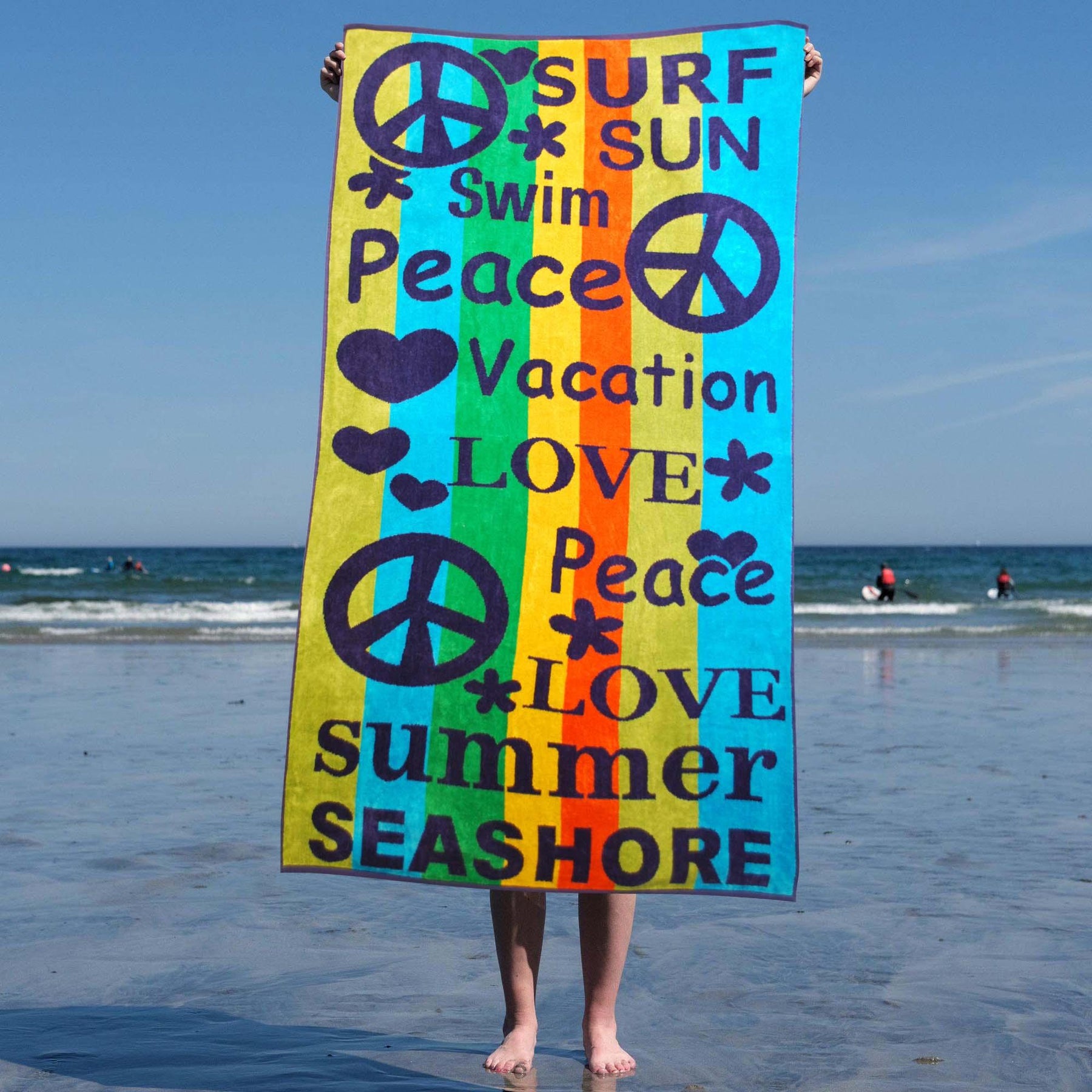 Peace Love Oversized Cotton 4 Piece Beach Towel Set - Beach Towel by Superior - Superior 