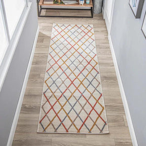 Ellis Diamond Trellis Indoor Area Rugs Or Runner Rug - Bone