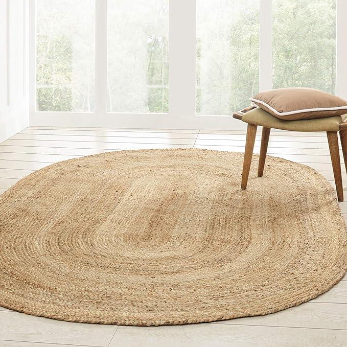 Braided Jute Reversible Round Indoor Outdoor Area Rug - Natural