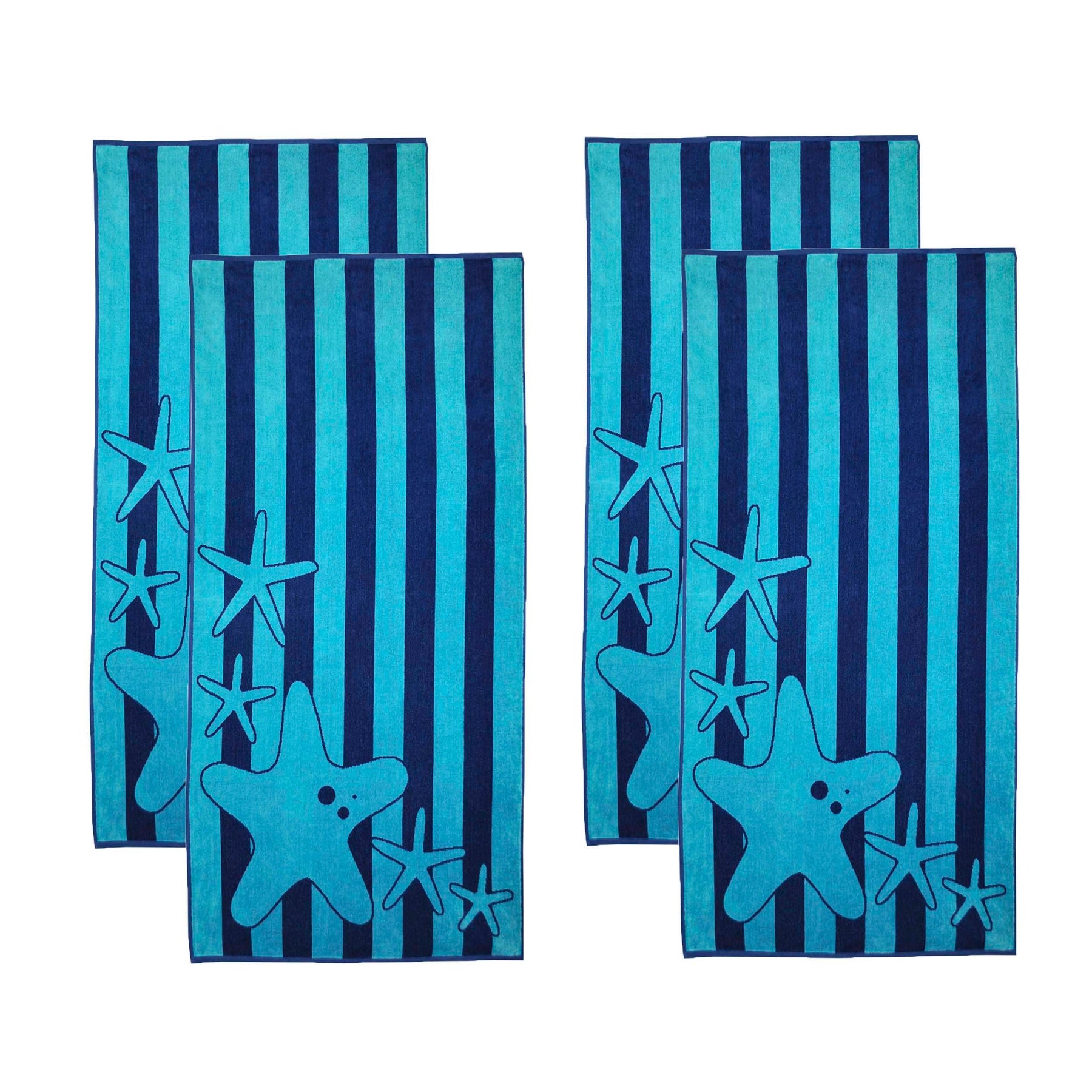 Starfish Oversized Cotton 4 Piece Beach Towel Set - Beach Towel by Superior - Superior 