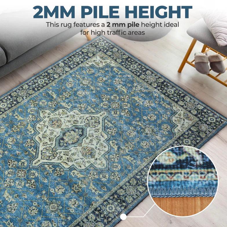 Classic Damask Medallion Border Washable Indoor Area Rug or Runner - Rugs by Superior - Superior 