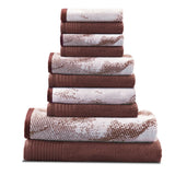 Cotton Marble and Solid Quick Dry 10 Piece Assorted Bathroom Towel Set